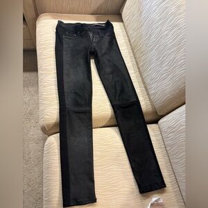 NEW Rag & Bone Women's Black Leather and Denim Skinny Jeans